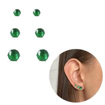 Trio de brincos ponto de luz verde prata 925 banhado brilho Trio de brincos ponto de luz verde prata 925 banhado brilho