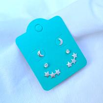 Trio de Brincos Prata Sky