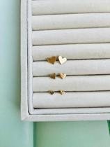 Trio de brincos semi joia prata 925 e ouro 18k coração chapado minimalista p m g