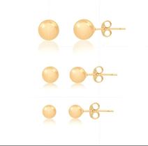 Trio De Brncos Bolinhas Lisas Folheado Ouro 18k Hipoalergênico