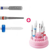 Trio de brocas para alongamento das unhas + broqueiro