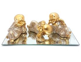 Trio De Buda Alegria Cego Surdo Mudo Buda Estatueta 9 cm Trio De Buda Alegria Cego Surdo Mudo Buda Estatueta 9 cm