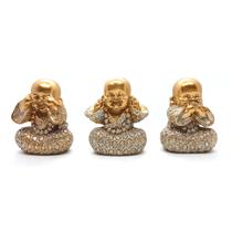 Trio De Buda Bebê Cego Surdo Mudo Baby Buda Estatueta 4 cm Trio De Buda Bebê Cego Surdo Mudo Baby Buda Estatueta 4 cm