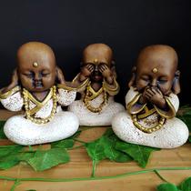 Trio de buda sem pé branco 15cm Trio de buda sem pé branco 15cm
