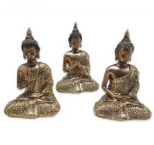 Trio de Buda Tailandês Yoga Buda Cobre Brilhante 12 cm - Flash
