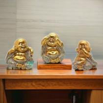 Trio de Budas - Mini Baby Cego Surdo e Mudo Dourado