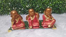 Trio de Budas Monges Liso Bebê Cego Surdo Mudo Decoração 9CM - Arte & Decoração