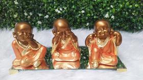 Trio de Budas Monges Liso Bebê Cego Surdo Mudo Decoração 9CM - Arte & Decoração