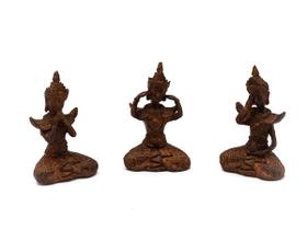 Trio de Budas sábios surdo, cego e mudo 14 cm em resina - Loja Bora, Decora!