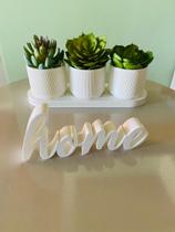 Trio de Cachepôs para Suculentas com Bandeja e Letreiro Home Decoração Sala Quarto Rack Escritório Varanda Presente
