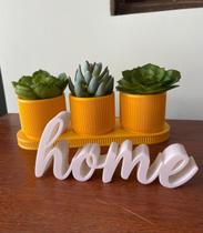 Trio de Cachepôs para Suculentas com Bandeja Letreiro Home Decoração Sala Quarto Rack Escritório Varanda Presente Trio de Cachepôs para Suculentas com Bandeja Letreiro Home Decoração Sala Quarto Rack Escritório Varanda Presente