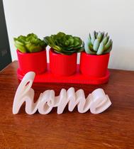 Trio de Cachepôs para Suculentas com Bandeja Letreiro Home Decoração Sala Quarto Rack Escritório Varanda Presente Trio de Cachepôs para Suculentas com Bandeja Letreiro Home Decoração Sala Quarto Rack Escritório Varanda Presente