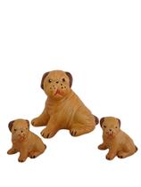 Trio de Cachorros Boxer de porcelana miniaturas enfeite