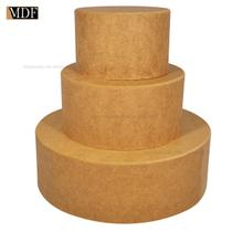 Trio de Caixa Redonda para Bolo Fake sem Tampa Mdf Madeira Trio de Caixa Redonda para Bolo Fake sem Tampa Mdf Madeira