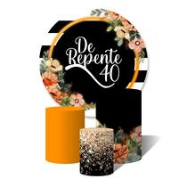 Trio De Capa Cilíndricas + Painel De Repente 40 Neon Flores Brilho Trio De Capa Cilíndricas + Painel De Repente 40 Neon Flores Brilho