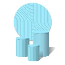 Trio De Capa Cilíndricas + Painel Ripado Azul Turquesa