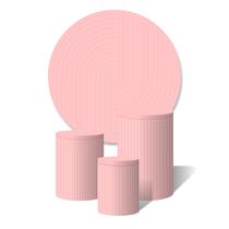 Trio De Capa Cilíndricas + Painel Ripado Rosa
