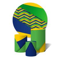 Trio De Capa Cilíndricas + Painel Sublimado c/ Elástico Brasil Formas Cores lisas Chevron