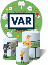 Trio De Capa Cilíndricas + Painel Sublimado c/ Elástico Futebol VAR Briga Trio De Capa Cilíndricas + Painel Sublimado c/ Elástico Futebol VAR Briga