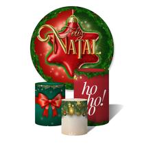 Trio De Capa Cilíndricas + Painel Sublimado c/ Elástico Natal Presente