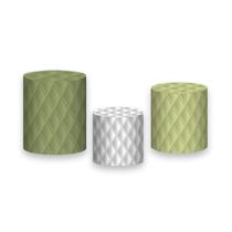 Trio De Capa Cilindro 3D - Capitonê Verde Batizado 006