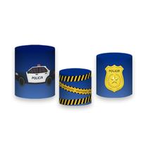 Trio De Capa Cilindro 3D - Carrinho Policia Cute 003