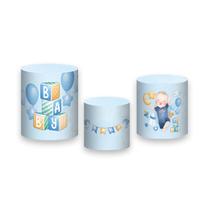 Trio De Capa Cilindro 3D - Chá de Bebê Baby Menino Azul 004
