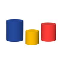 Trio De Capa Cilindro 3D - Cores Neutras Amarelo, Vermelho e Azul 013