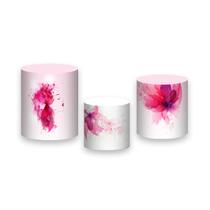 Trio De Capa Cilindro 3D - Dia das Mulheres Floral Rosa Elegante 027