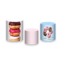 Trio De Capa Cilindro 3D - Donut Doces Coloridos 014