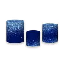 Trio De Capa Cilindro 3D - Efeito Glitter Azul 016