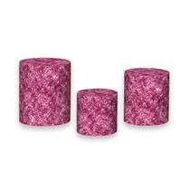 Trio De Capa Cilindro 3D - Efeito Lantejoulas Disco Mirror Rosa Pink 056