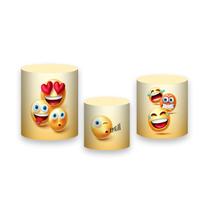 Trio De Capa Cilindro 3D - Emojis Amarelo 022