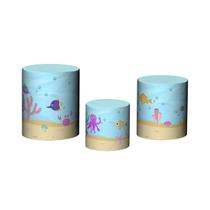 Trio De Capa Cilindro 3D - Fundo do Mar Peixes Cute 002 - Via Cores