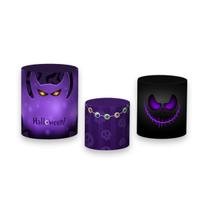 Trio De Capa Cilindro 3D - Halloween Cute Roxo Mãozinhas 020