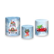 Trio De Capa Cilindro 3D - Natal Floresta de Neve Papai Noel 004
