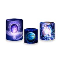 Trio De Capa Cilindro 3D - Sistema Galáxia Planetas 005