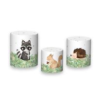 Trio De Capa Cilindro - Animais no Bosque Cute 037 Trio De Capa Cilindro - Animais no Bosque Cute 037