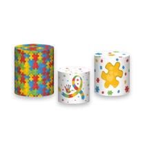 Trio De Capa Cilindro - Autismo Quebra Cabeça Colorido 001