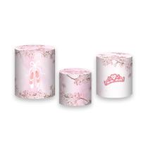 Trio De Capa Cilindro - Bailarina Coroa Rosa Aquarela 007