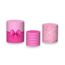 Trio De Capa Cilindro - Boneca Laço Rosa Estrelas 004