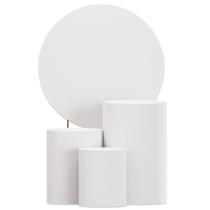 Trio De Capa Cilindro Branco Com Capa Painel Decoração Festa - Decoraset