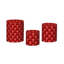 Trio De Capa Cilindro - Capitonê Vermelho com Diamante Dourado 030