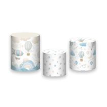Trio De Capa Cilindro - Céu Balões Cute Azul 003