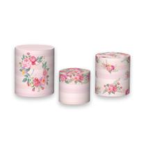 Trio De Capa Cilindro - De Repente Mais Linda Dourado Floral Rosa 036 Trio De Capa Cilindro - De Repente Mais Linda Dourado Floral Rosa 036