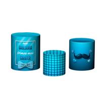 Trio De Capa Cilindro - Dia dos Pais Azul Corações e Bigode 031