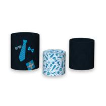 Trio De Capa Cilindro - Dia dos Pais Terno e Gravata Azul e Preto 042