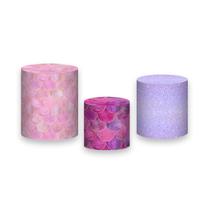 Trio De Capa Cilindro - Efeito Glitter Roxo Sereia Corais 004