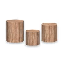 Trio De Capa Cilindro - Efeito Madeira Realista Lisa 016