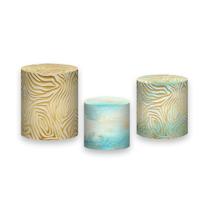 Trio De Capa Cilindro - Efeito Mármore com Flores 013